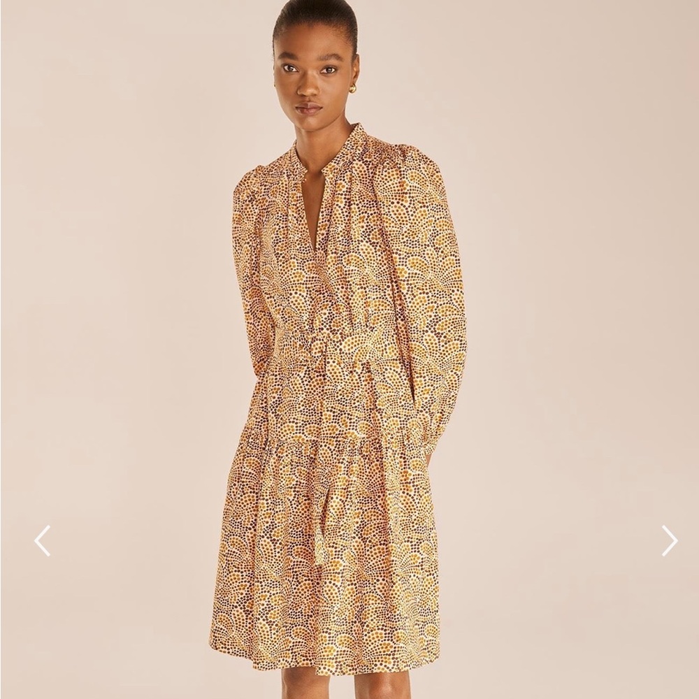 Rebecca Taylor Speckled Fleur Puff Sleeve Belted Dress size 4 fits more like a 6